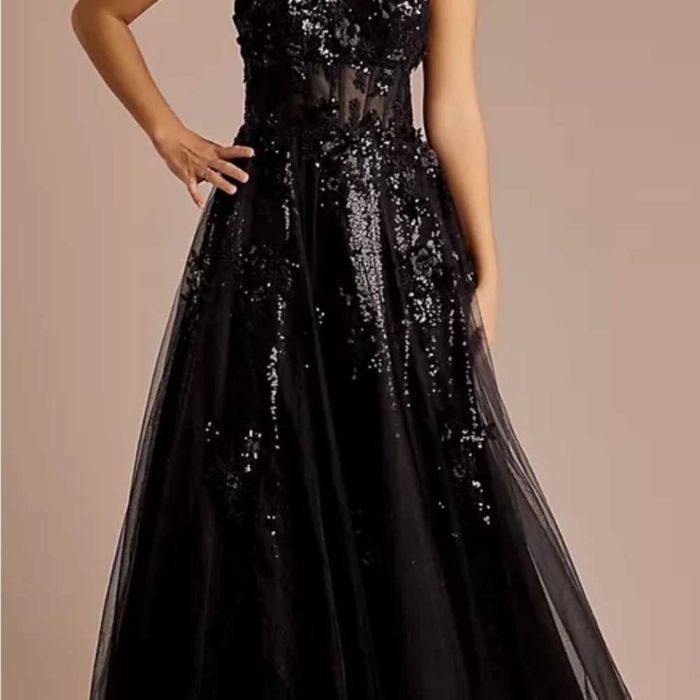Elegant Black Sequin Evening Gown